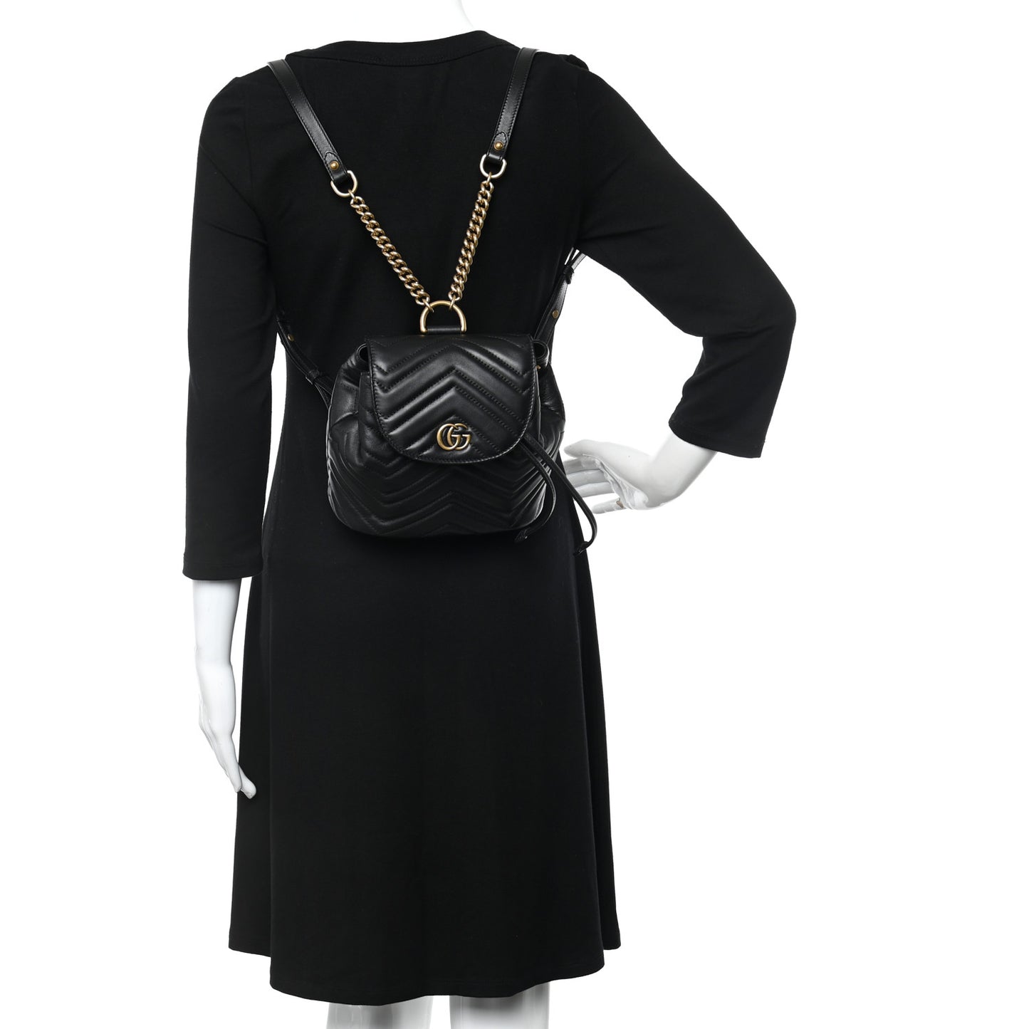 Calfskin Matelasse GG Marmont Flap Backpack Black