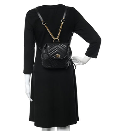 Gucci Calfskin Matelasse GG Marmont Flap Backpack Black 2 of 18