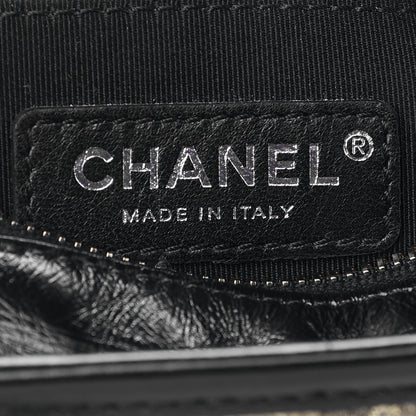 Chanel Metallic Crumpled Goatskin Quilted Small Gabrielle Hobo Black Gold 6 of 10