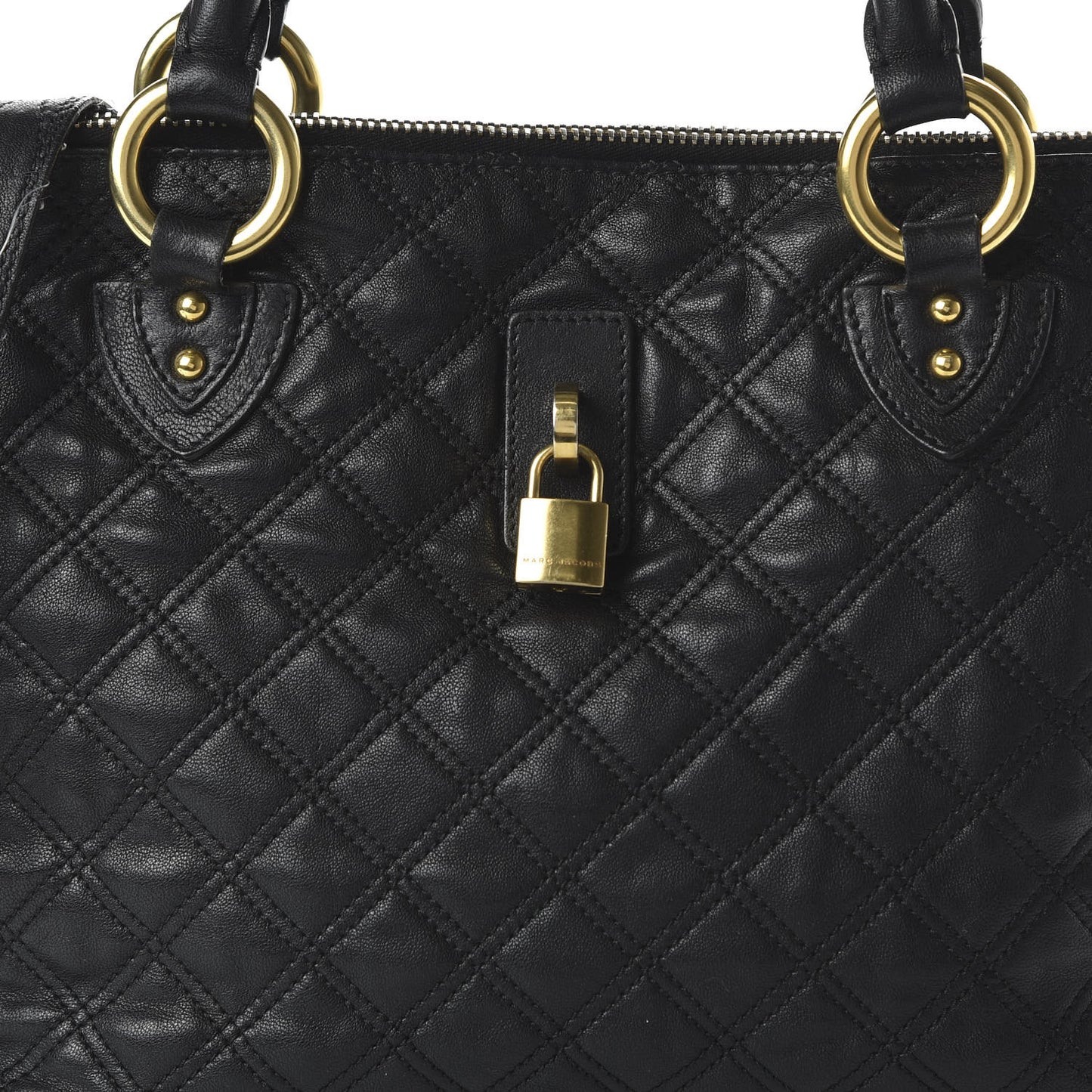 Calfskin Quilted Rio Satchel Tote Bag Black