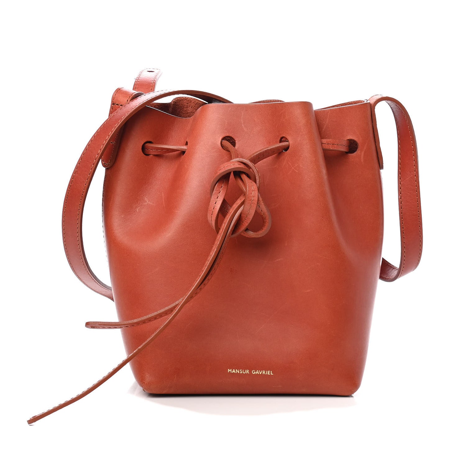 Calfskin Mini Bucket Bag Brandy