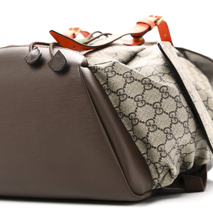 Gucci GG Supreme Monogram Medium Ophidia Double Buckle Backpack Beige Ebony Neon Orange 9 of 9