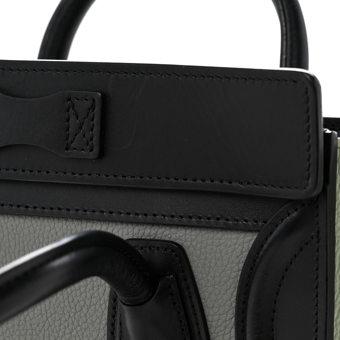Baby Grained Calfskin Nano Tri-Color Luggage Zinc Almond