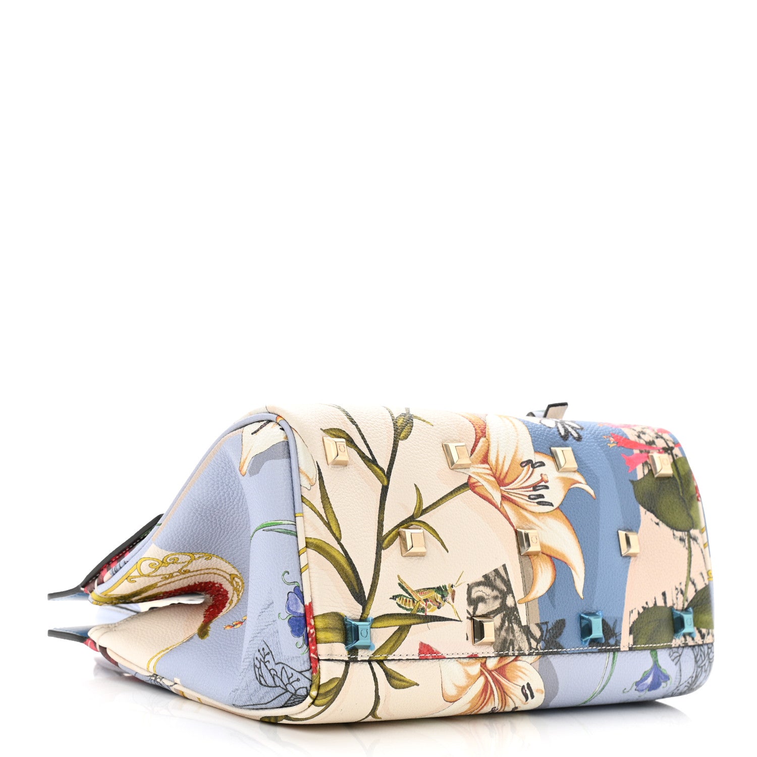 Salvatore Ferragamo Calfskin Floral Print The Studio Bag Slate Blue 3 of 8