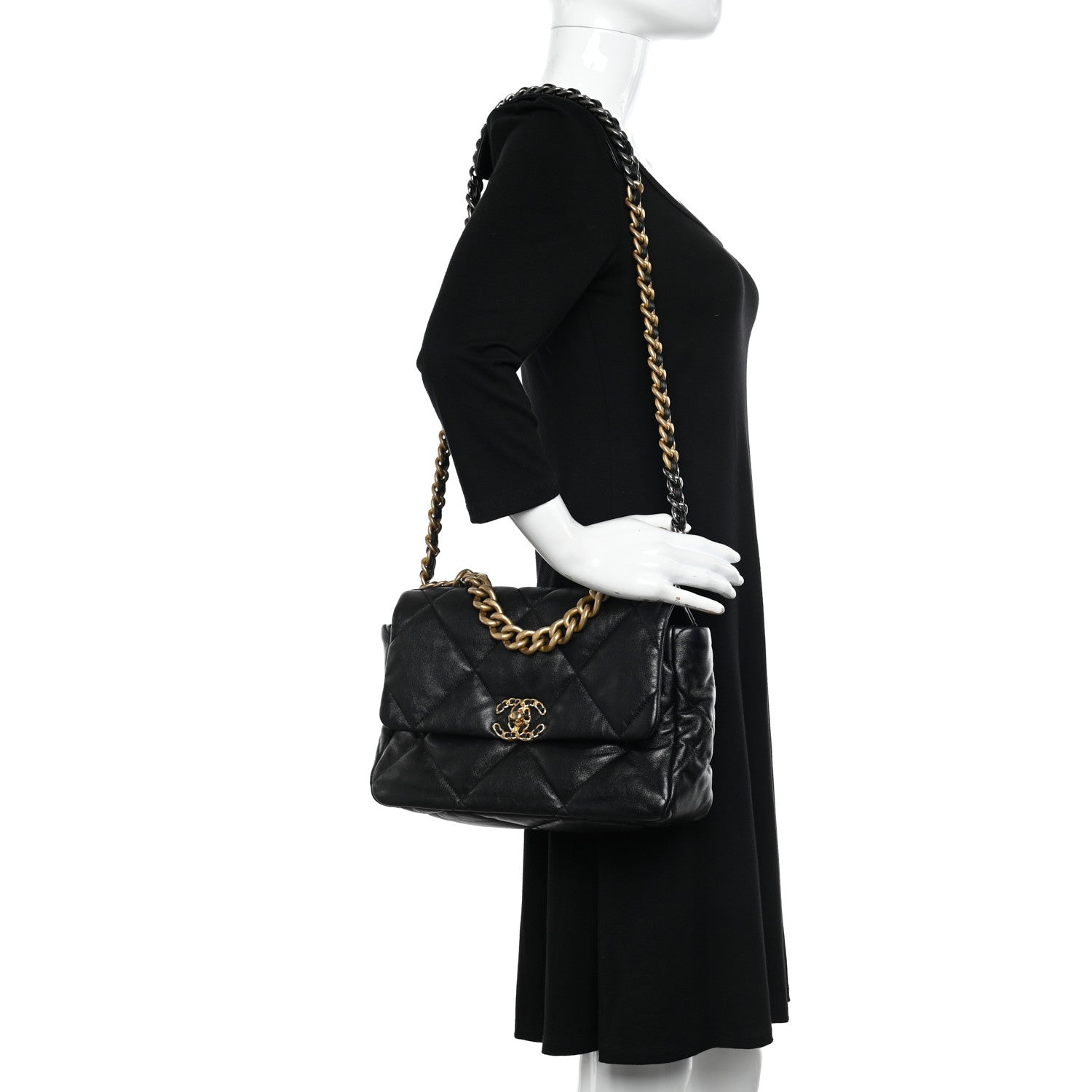 Chanel Lambskin Quilted Large Chanel 19 Flap Black 2 of 10