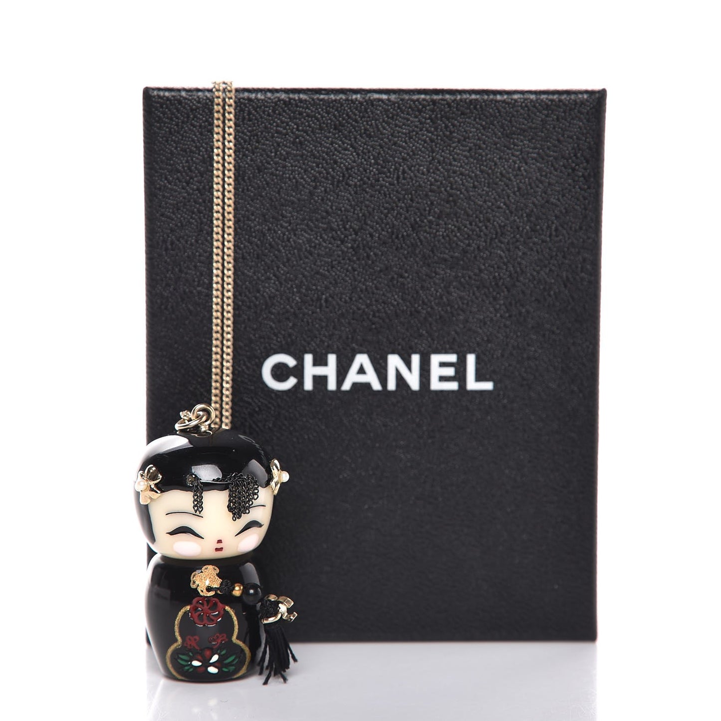 Resin China Doll Necklace Black