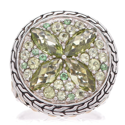 John Hardy Sterling Silver 18K Yellow Gold Peridot Tsavorite Batu Kawung Ring 51.9 6 1 of 7