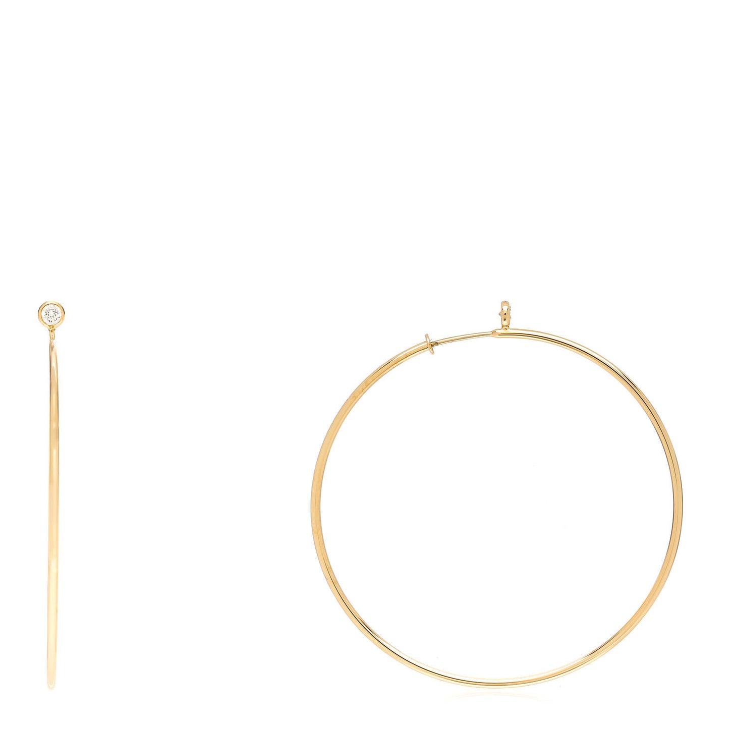 18K Yellow Gold Diamond Medium Elsa Peretti Hoop Earrings