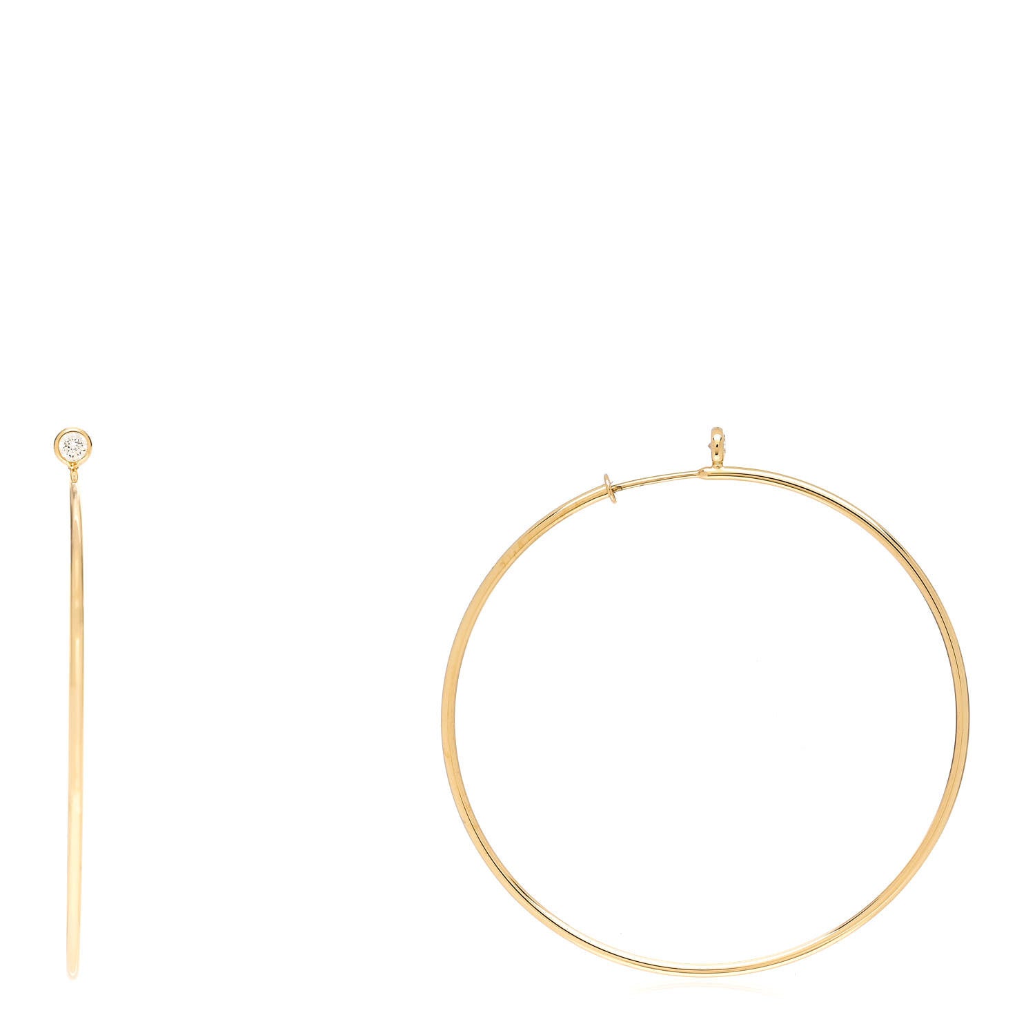 Tiffany 18K Yellow Gold Diamond Medium Elsa Peretti Hoop Earrings 1 of 4