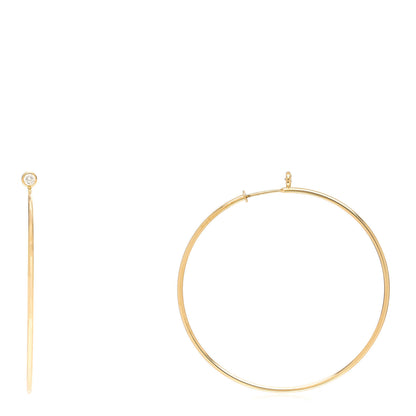 Tiffany 18K Yellow Gold Diamond Medium Elsa Peretti Hoop Earrings 1 of 4