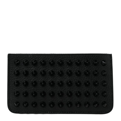 Christian Louboutin Grained Calfskin Spikes Zip Card Holder Black 1 of 8