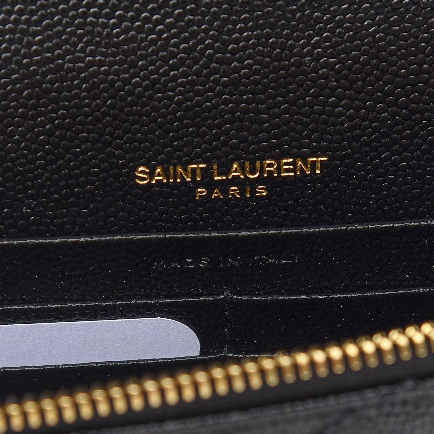 Saint Laurent Grain De Poudre Matelasse Chevron Monogram Envelope Chain Wallet Black 6 of 8