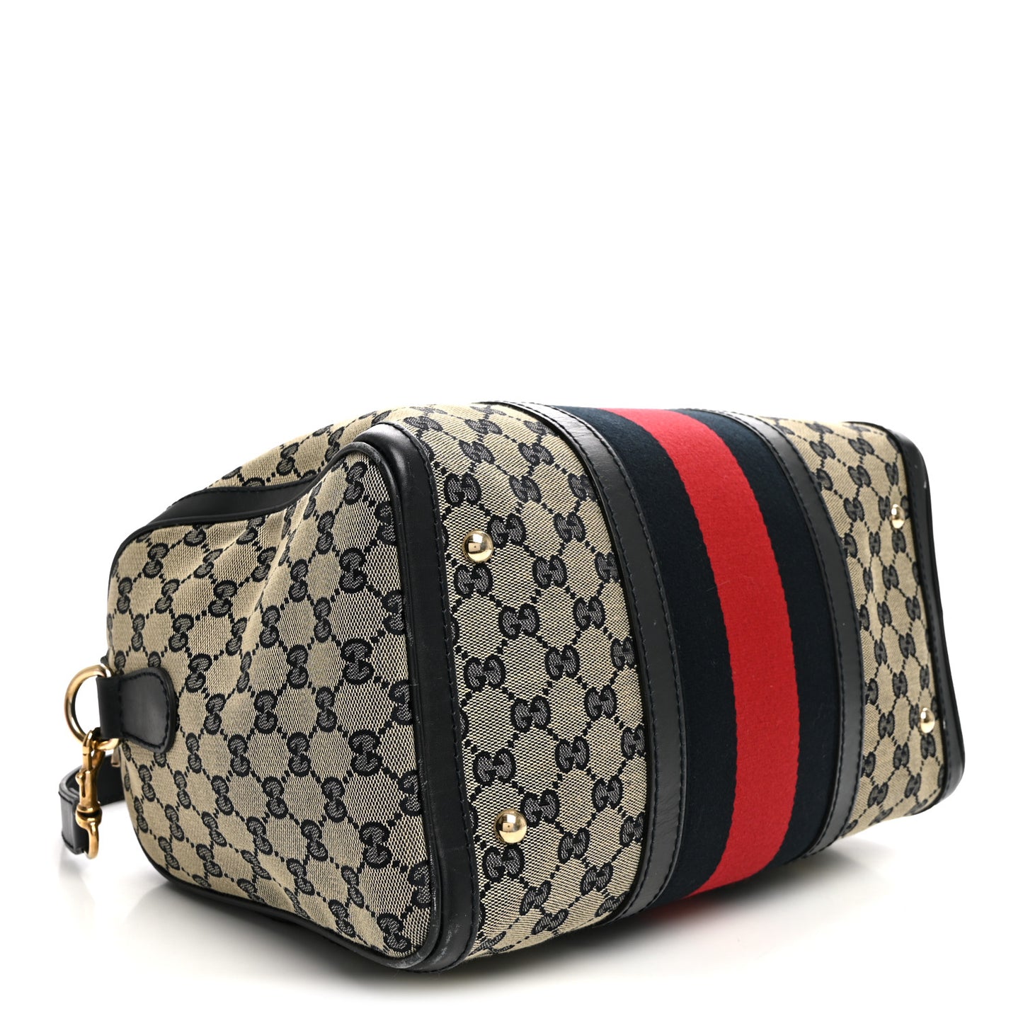 Monogram Selleria Calfskin Vintage Web Medium Boston Beige Blue