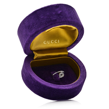 Gucci 18K White Gold Diamond Running G Charm Ring 54 6.75 7 of 7