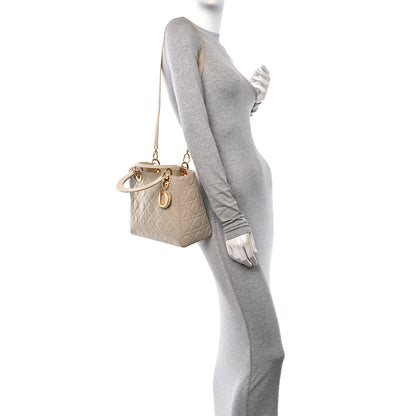 Christian Dior Lambskin Cannage Medium Lady Dior Light Beige 2 of 16