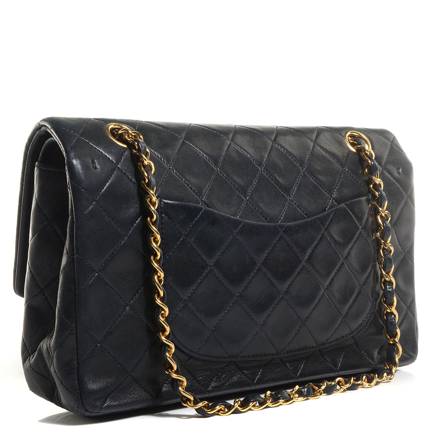 Lambskin Medium Double Flap Black