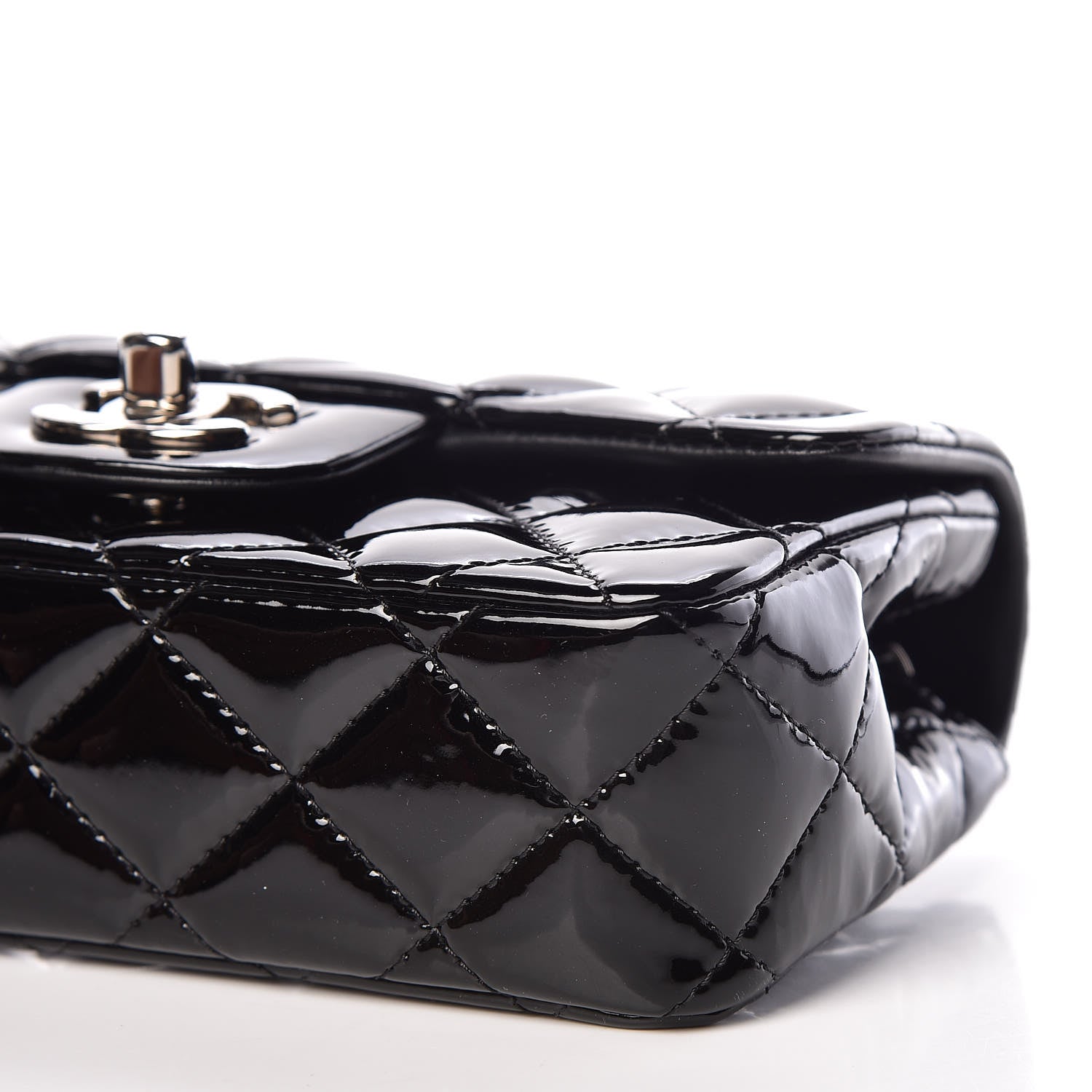 Chanel Patent Calfskin Quilted Extra Mini Rectangular Flap Black 9 of 9