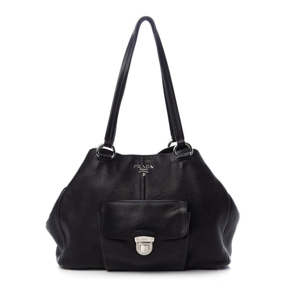 Prada Vitello Daino Shoulder Bag Black 1 of 11