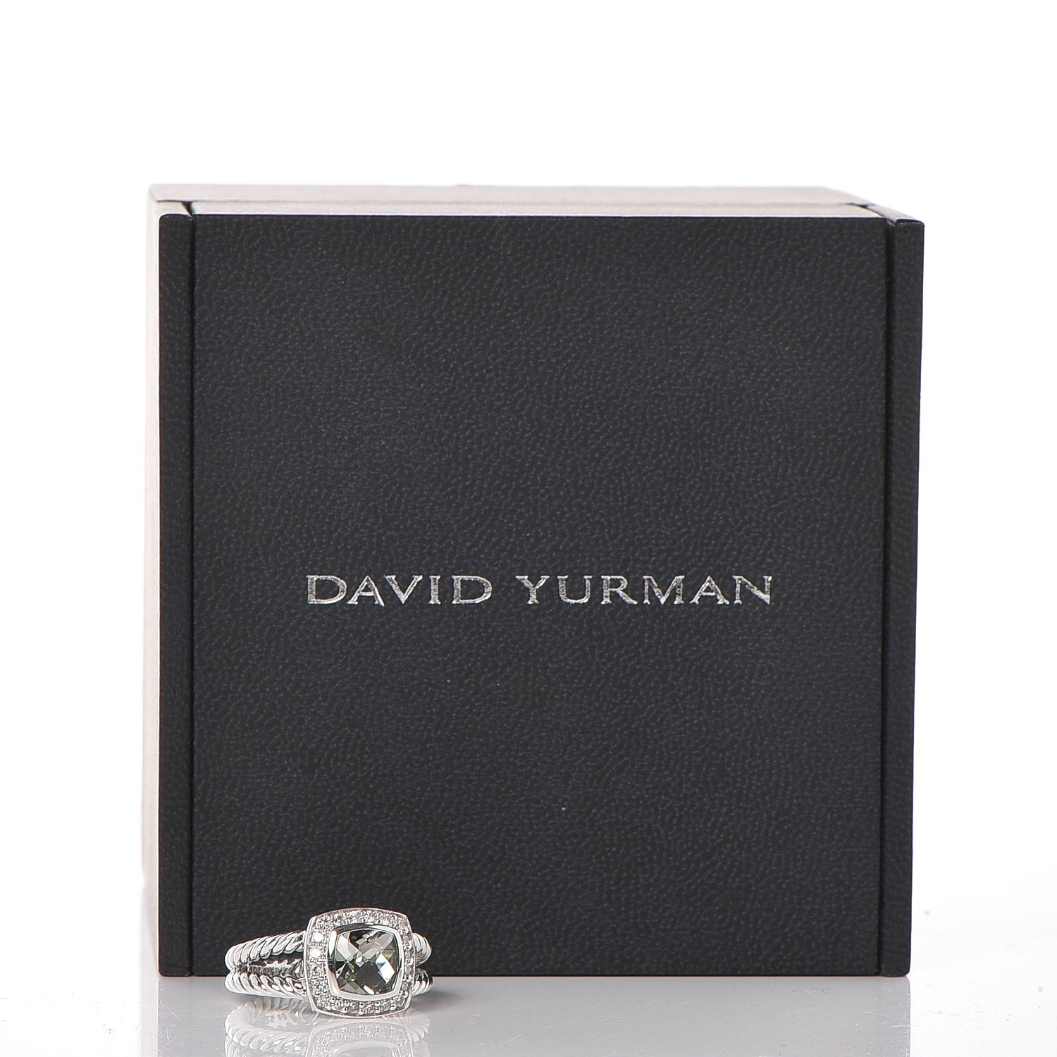 David Yurman Sterling Silver Diamond Prasiolite 7mm Petite Albion Ring 53 6.25 5 of 5