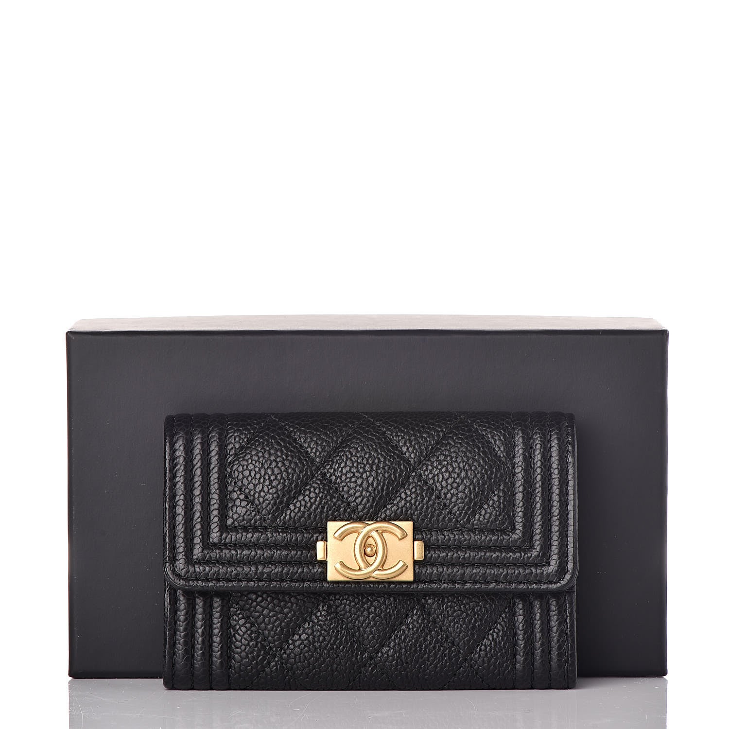 Chanel Caviar Quilted Boy Flap Card Holder Black 8 of 8
