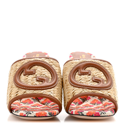 Gucci Raffia Malaga Kid Interlocking G Mabel Sandals 39 Natural 3 of 10
