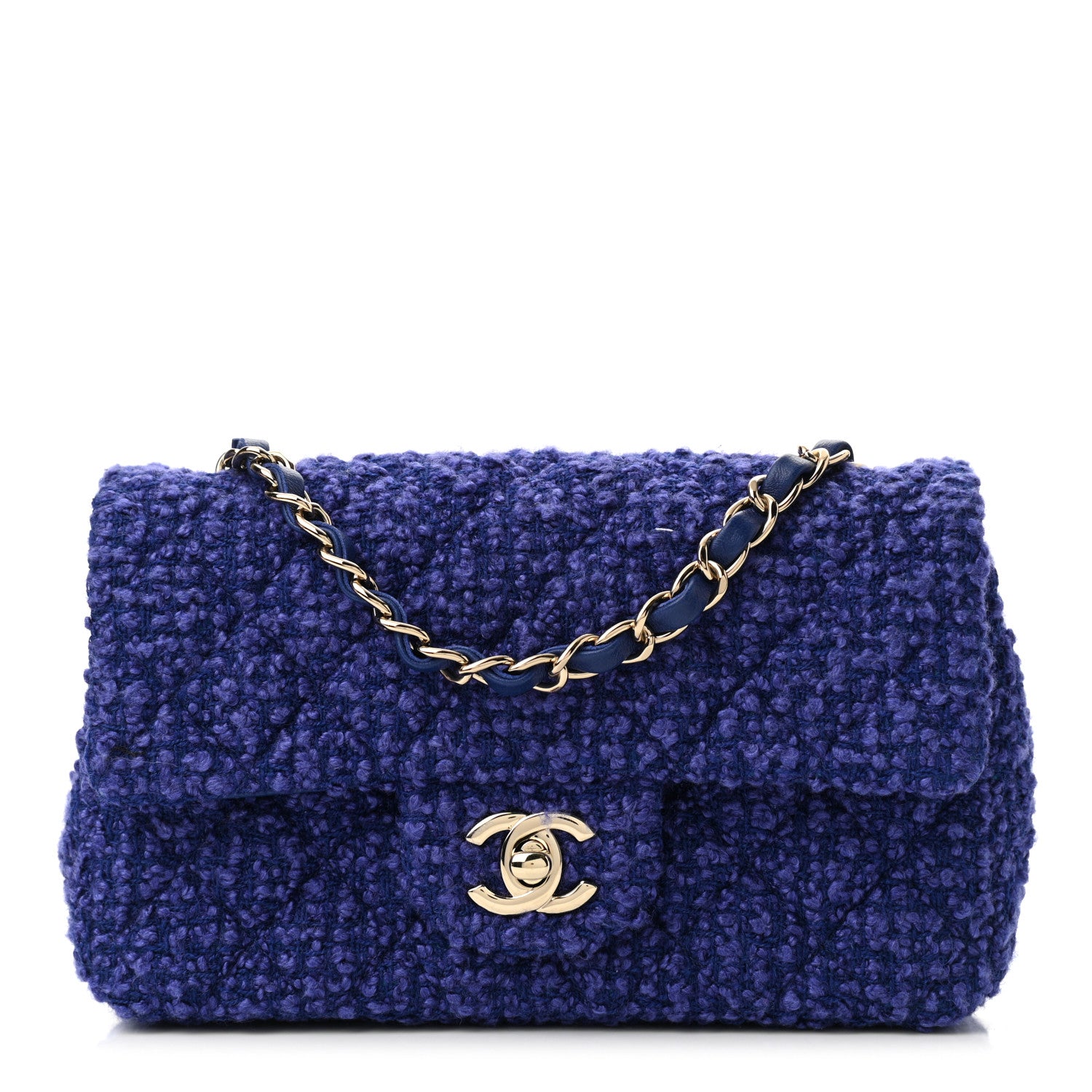 Chanel Tweed Quilted Mini Rectangular Flap Blue 1 of 10