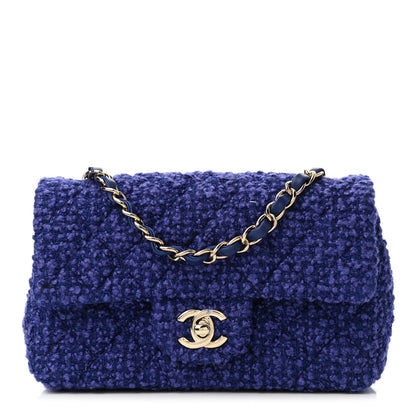 Chanel Tweed Quilted Mini Rectangular Flap Blue 1 of 10