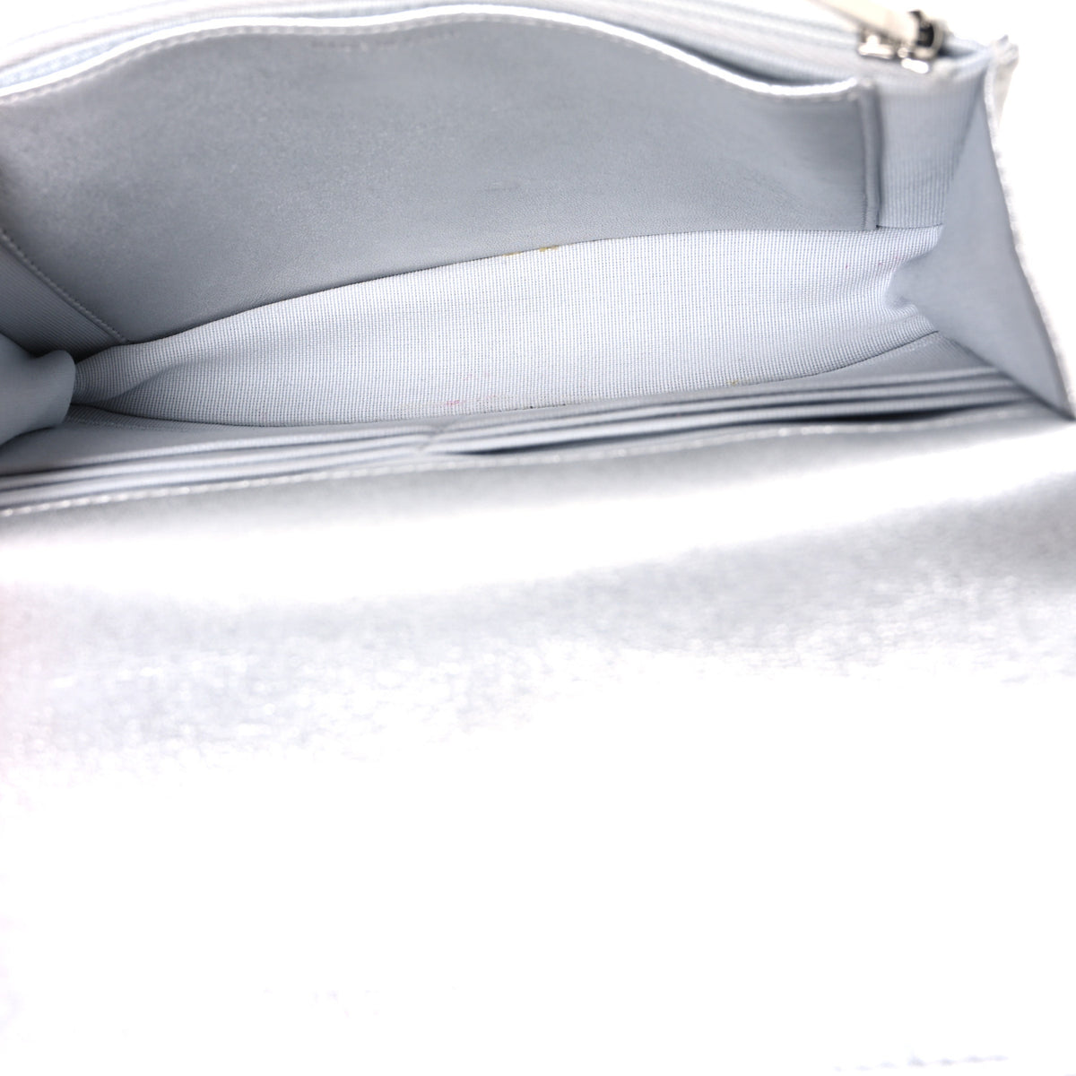 Chanel Metallic Lambskin Quilted Wallet On Chain WOC Silver 4 of 11