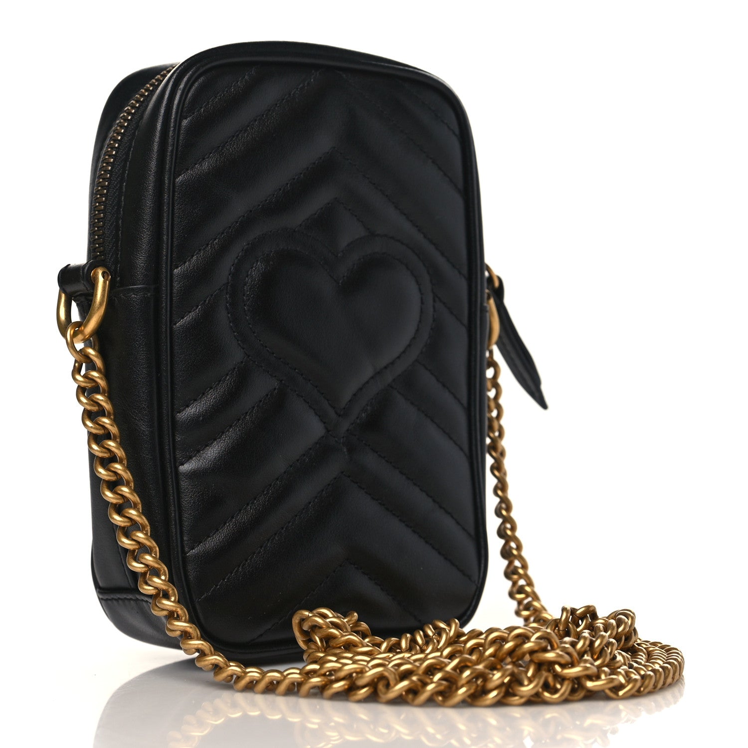 Gucci Calfskin Matelasse Mini GG Marmont Crossbody Bag Black 3 of 11