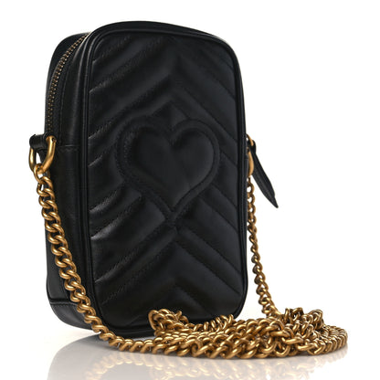 Gucci Calfskin Matelasse Mini GG Marmont Crossbody Bag Black 3 of 11