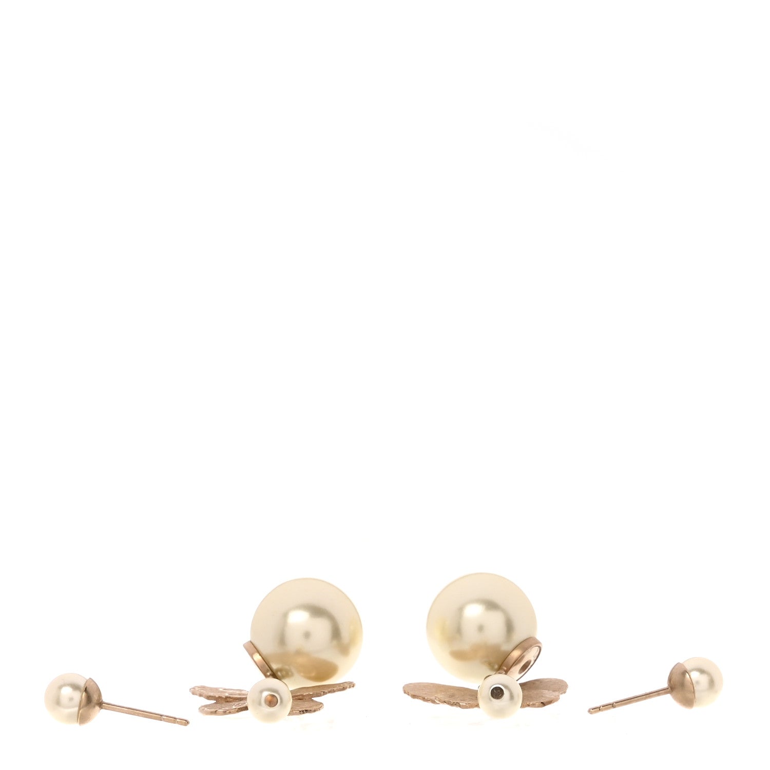 Christian Dior Pearl Butterfly Tribal Earrings Gold 3 of 4