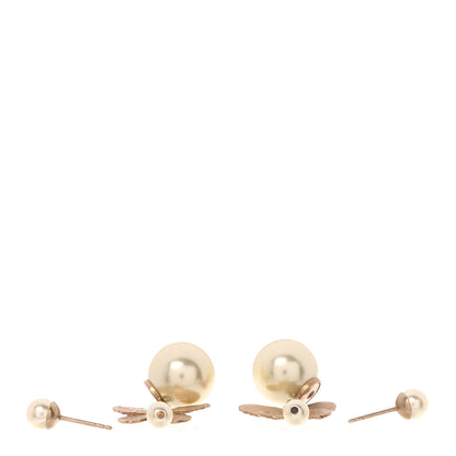 Christian Dior Pearl Butterfly Tribal Earrings Gold 3 of 4