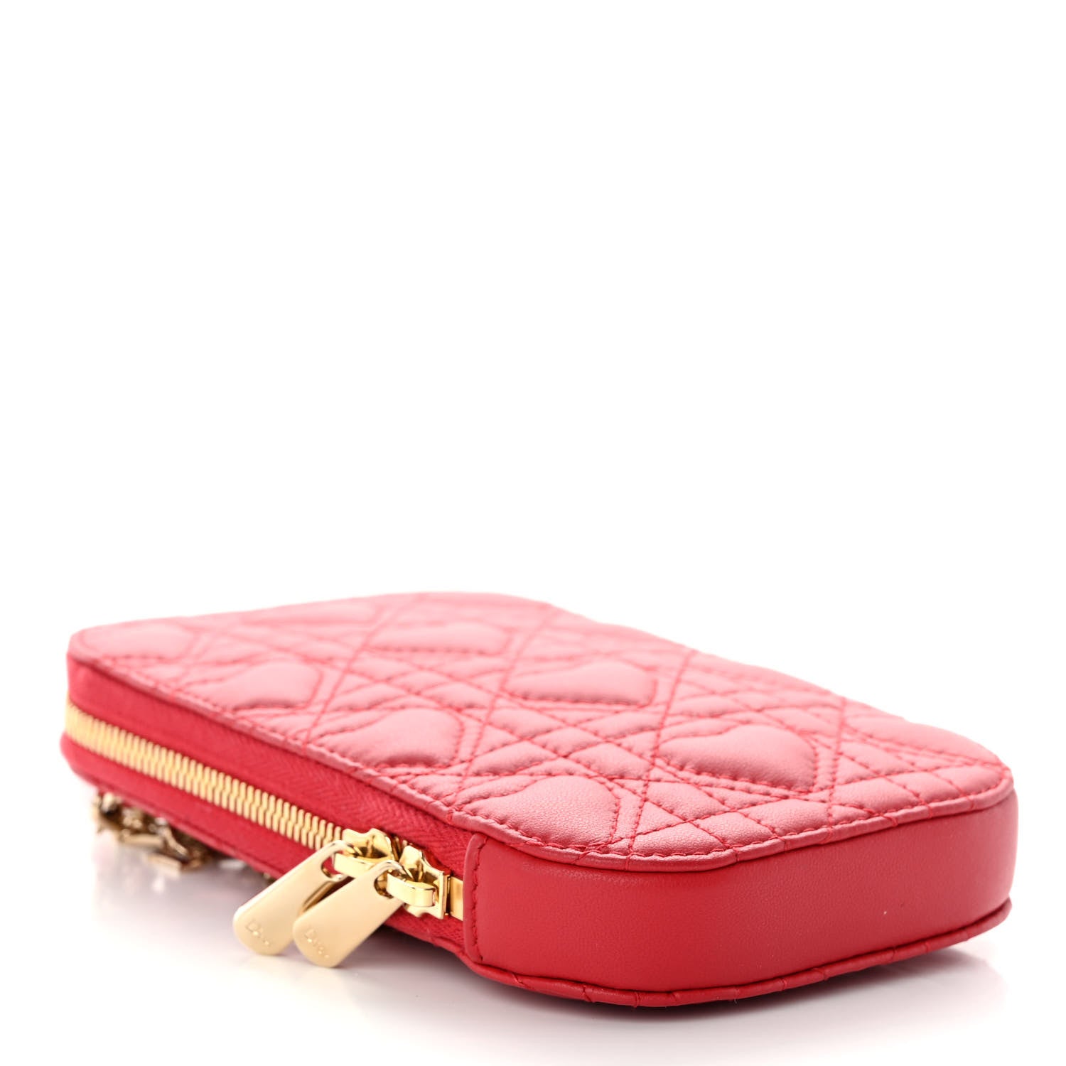 Christian Dior Lambskin Cannage Dioramour Lady Dior Phone Holder Bright Red 4 of 9