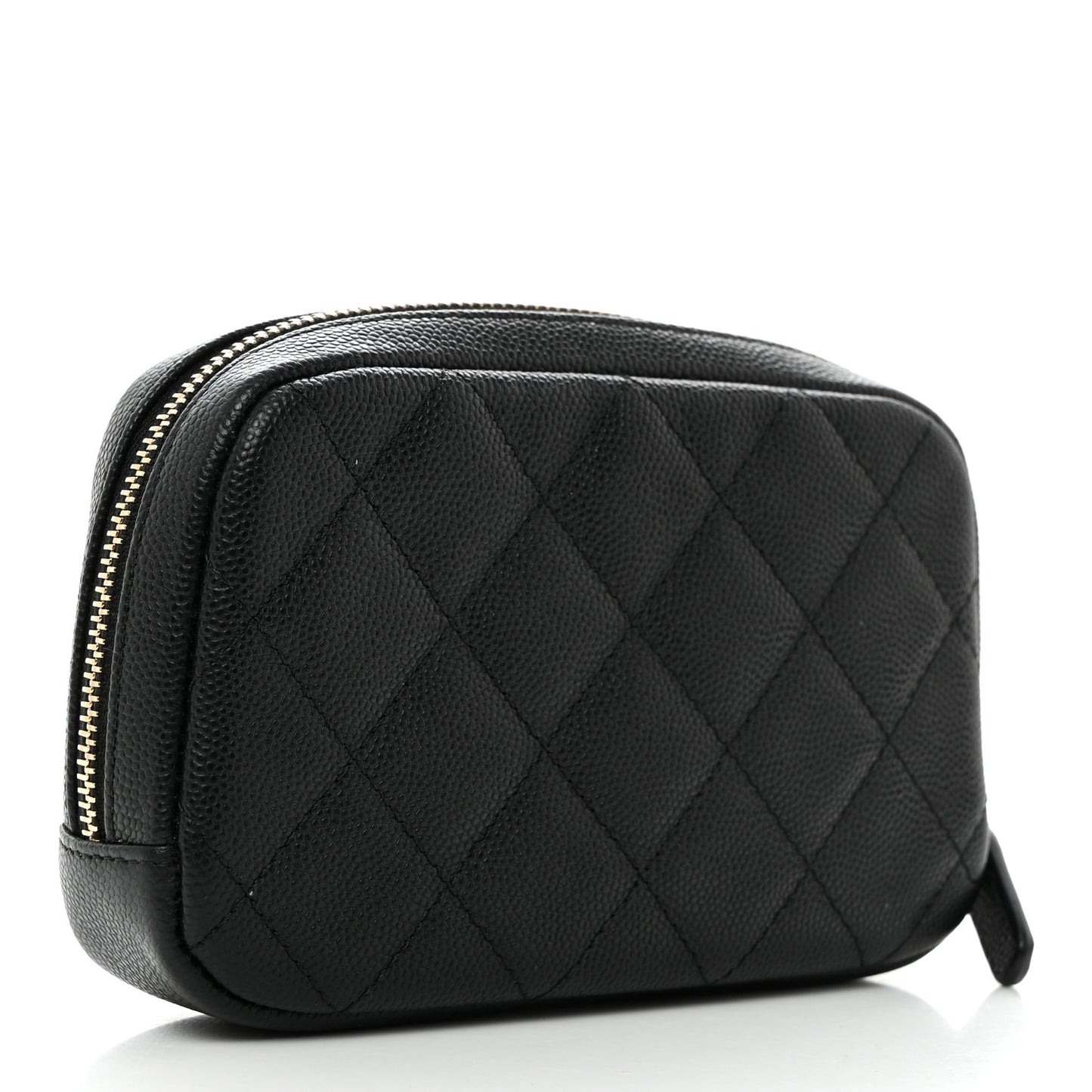 Caviar Quilted Small Curvy Pouch Cosmetic Case Black