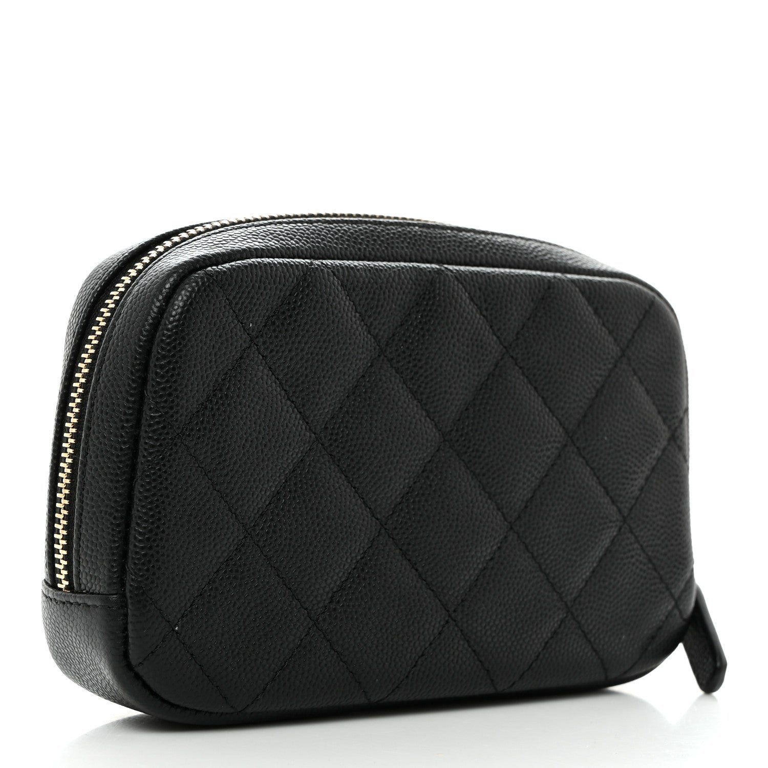 Chanel Caviar Quilted Small Curvy Pouch Cosmetic Case Black 3 of 8
