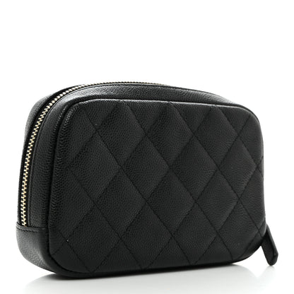 Chanel Caviar Quilted Small Curvy Pouch Cosmetic Case Black 3 of 8