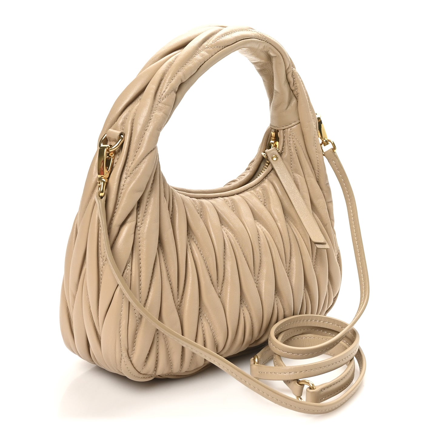 Nappa Matelasse Small Wander Hobo Sabbia
