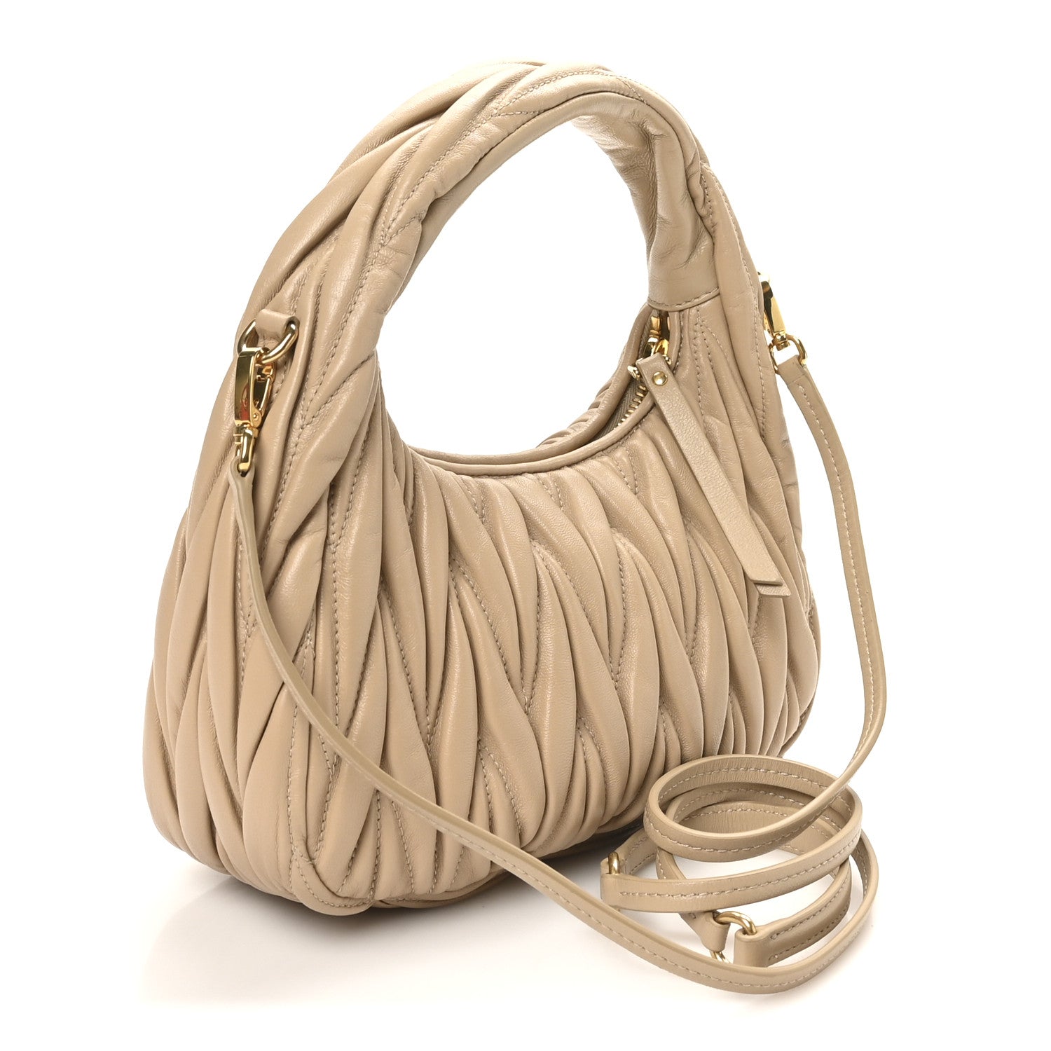 Miu Miu Nappa Matelasse Small Wander Hobo Sabbia 3 of 9