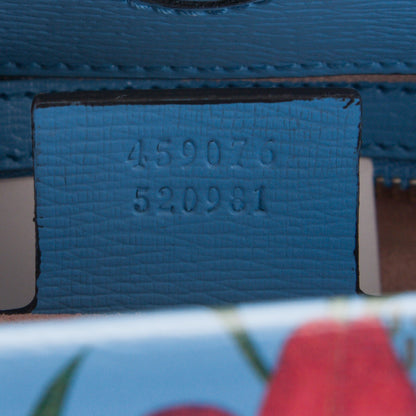 Gucci Calfskin Bamboo Web New Flora Small Nymphaea Top Handle Bag Azure 8 of 8