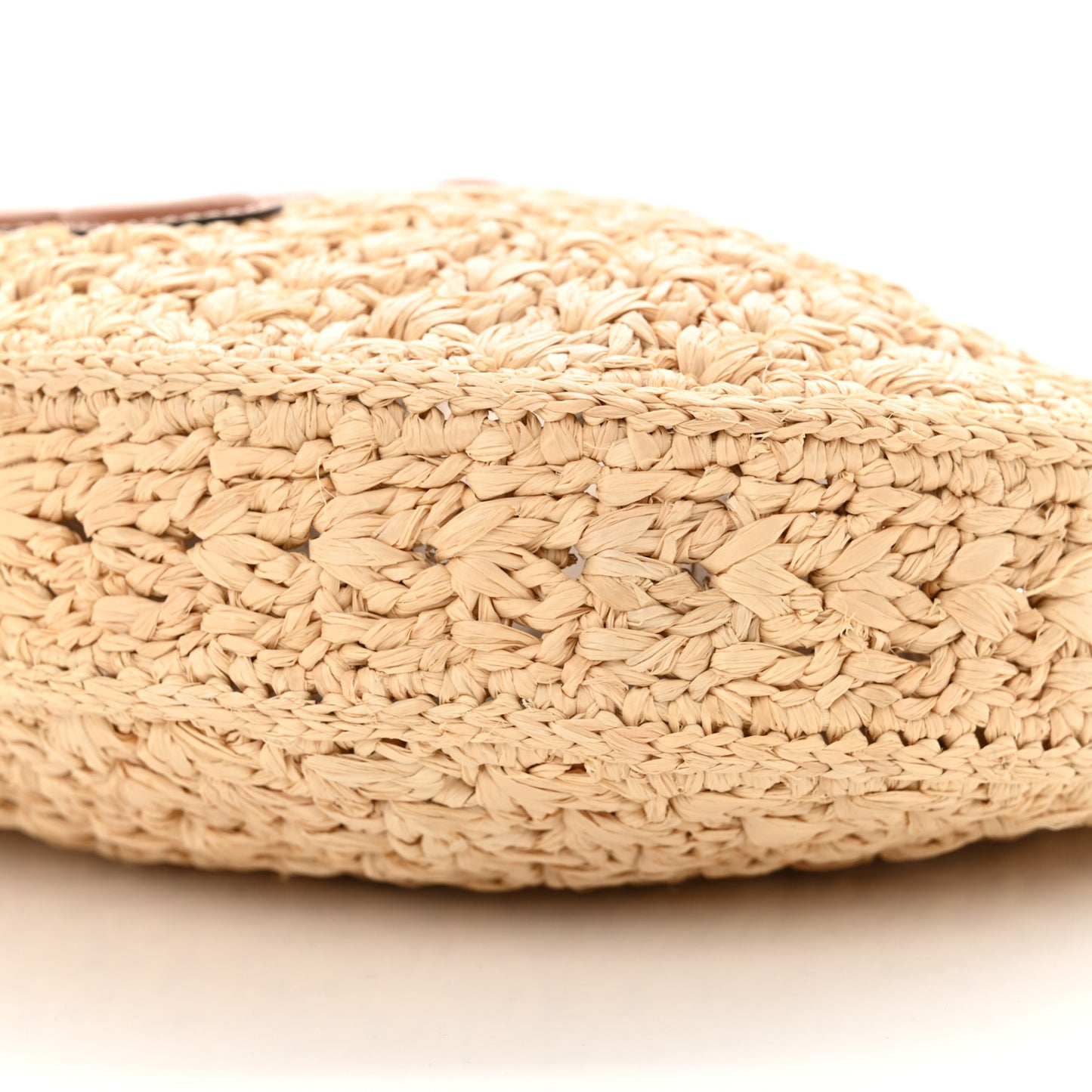 Raffia Calfskin Triomphe Panier Hobo Bag Natural Tan