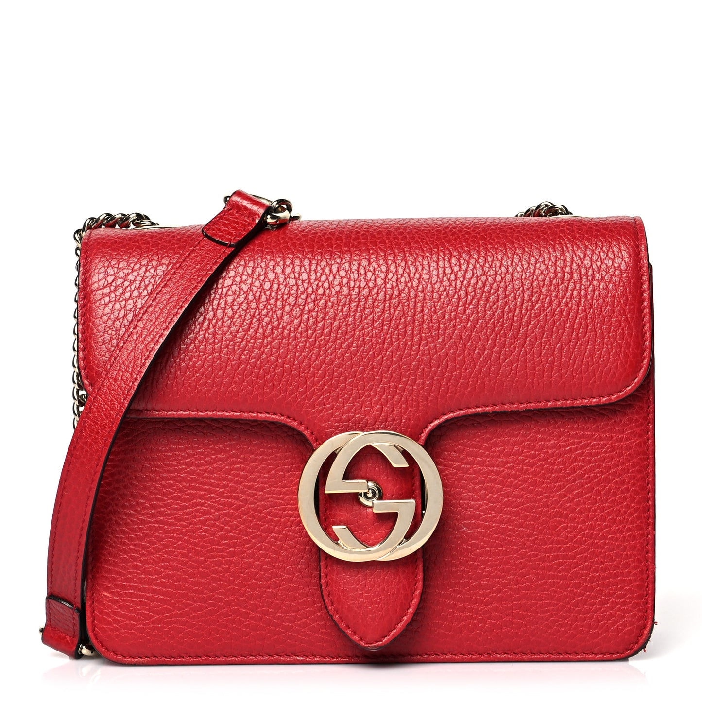 Dollar Calfskin Small Interlocking G Shoulder Bag Red