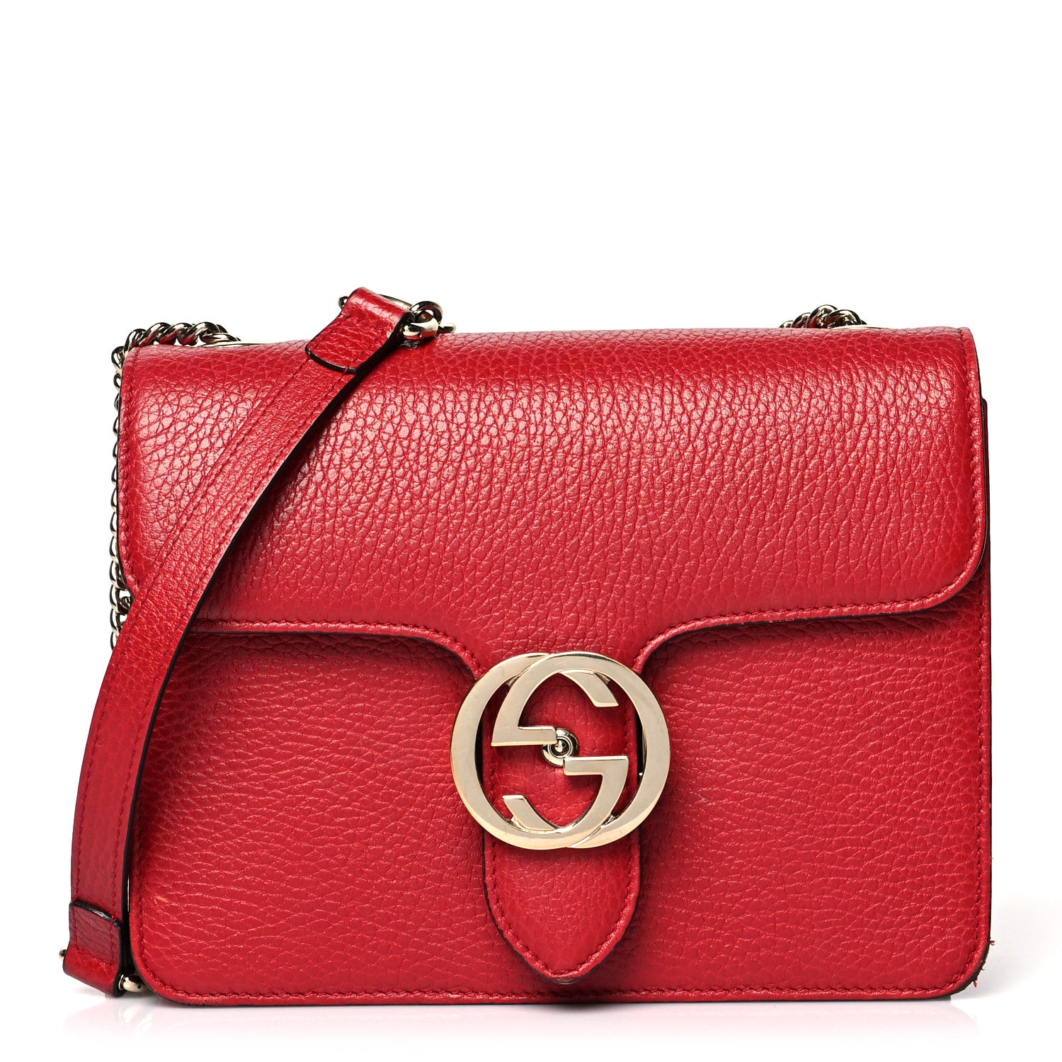 Gucci Dollar Calfskin Small Interlocking G Shoulder Bag Red 1 of 13