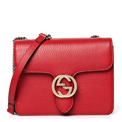 Gucci Dollar Calfskin Small Interlocking G Shoulder Bag Red 1 of 13