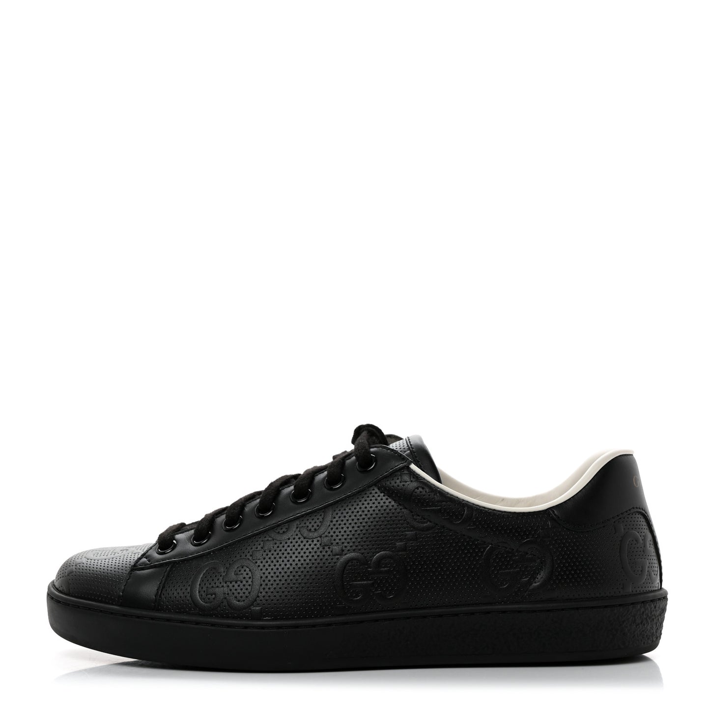 Calfskin GG Tennis Embossed Mens Ace Sneakers 5 Black
