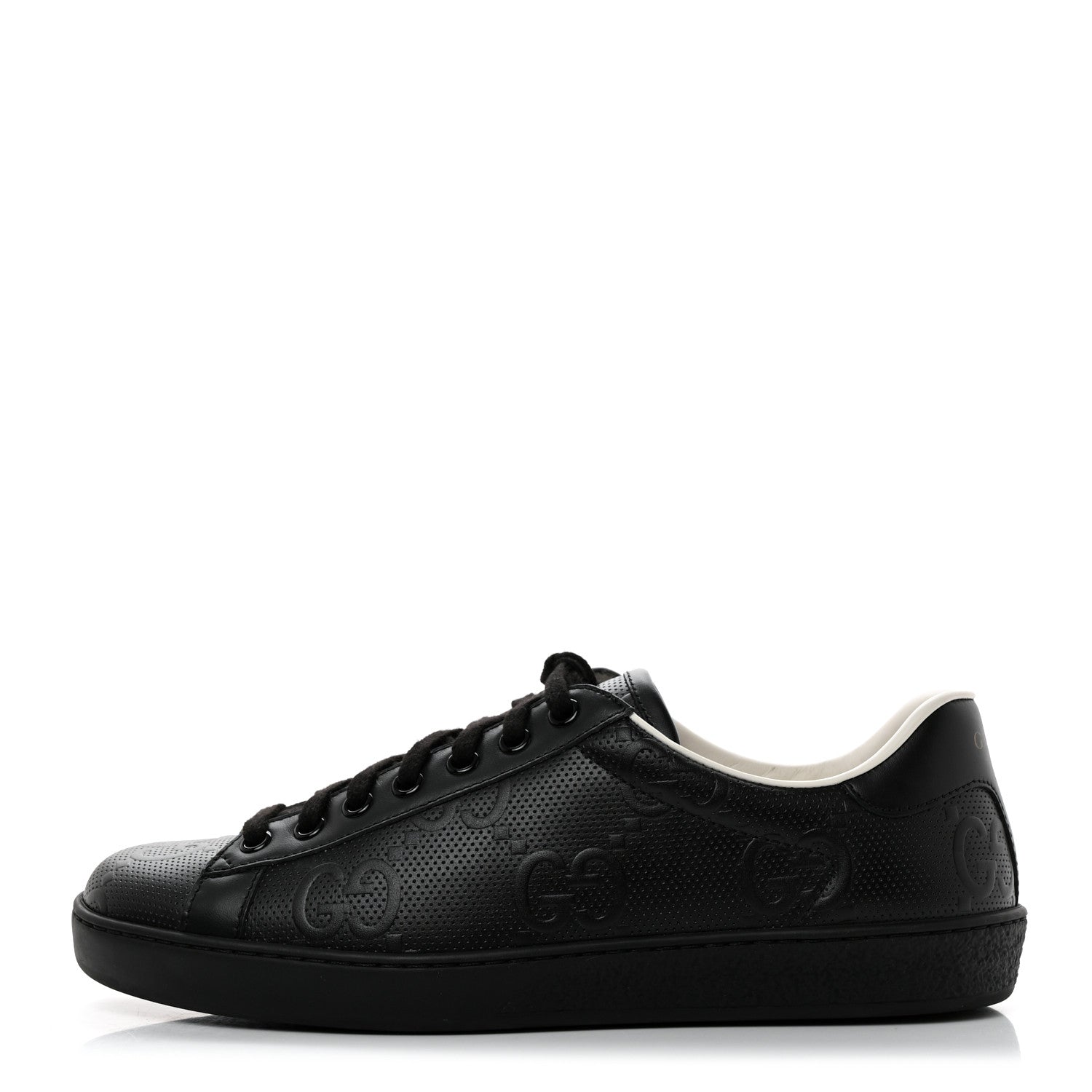 Gucci Calfskin GG Tennis Embossed Mens Ace Sneakers 5 Black 1 of 8