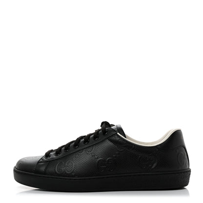 Gucci Calfskin GG Tennis Embossed Mens Ace Sneakers 5 Black 1 of 8