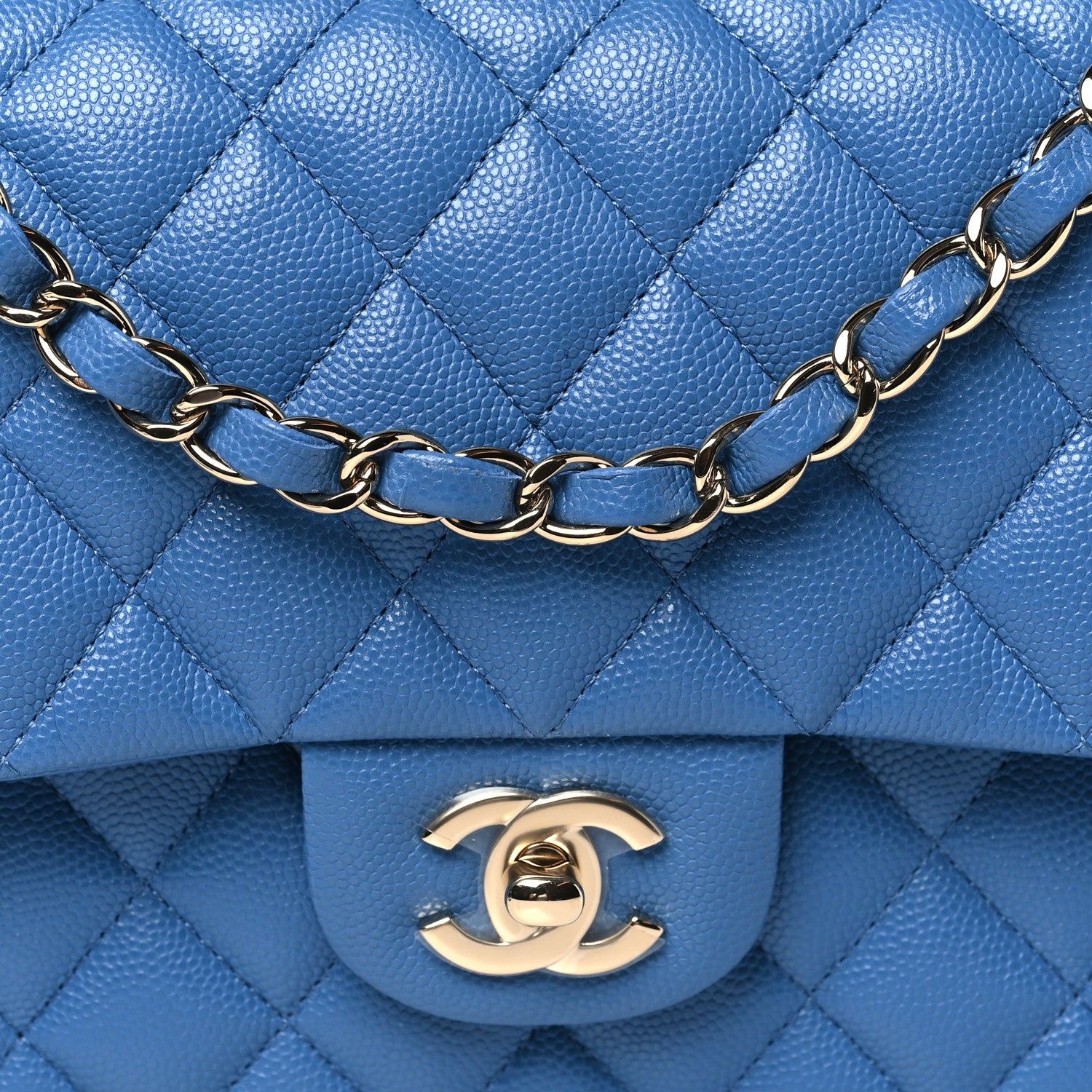 Chanel Caviar Quilted Medium Double Flap Blue 8 of 11
