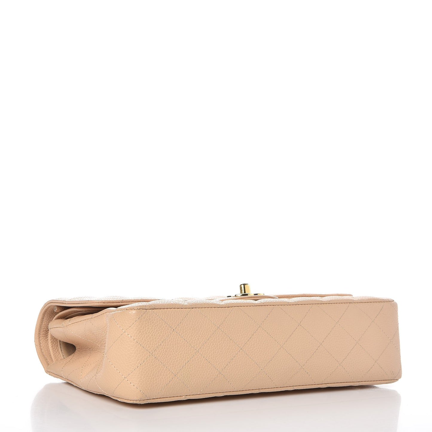 Caviar Quilted Medium Double Flap Beige Clair