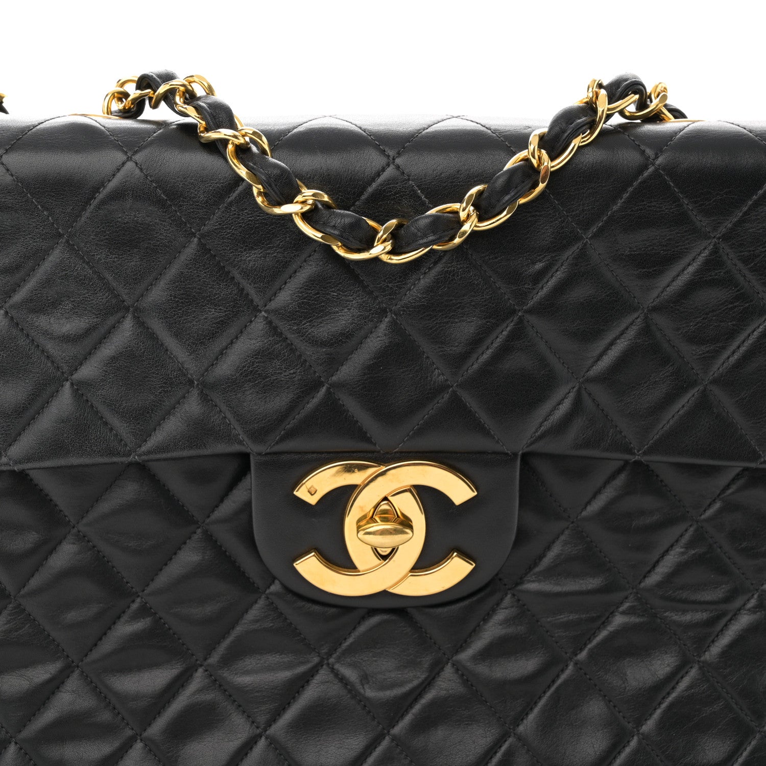 Chanel Lambskin Quilted XL Jumbo Single Flap Black 9 of 14