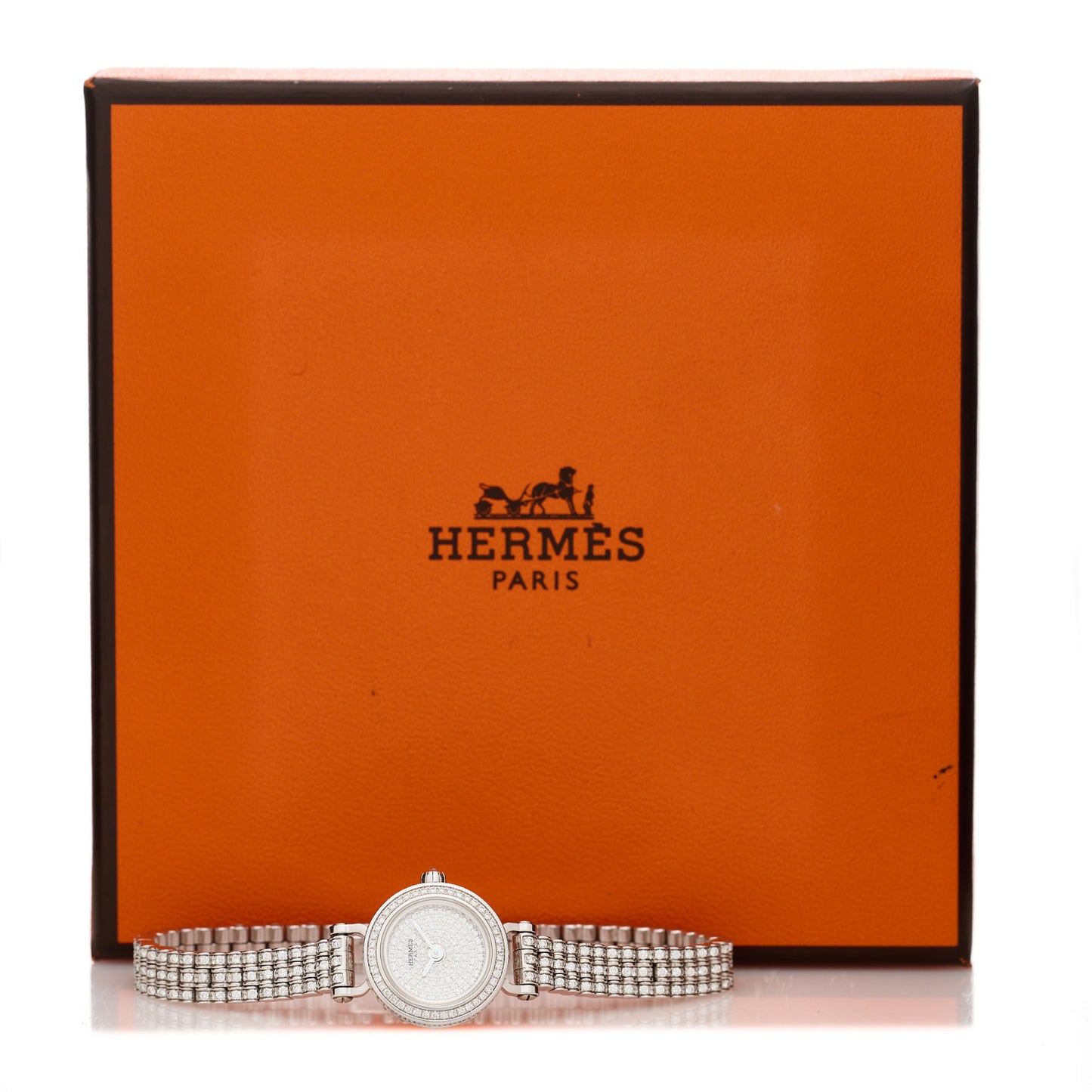 18K White Gold Diamond Pave 16mm Faubourg Quartz Watch